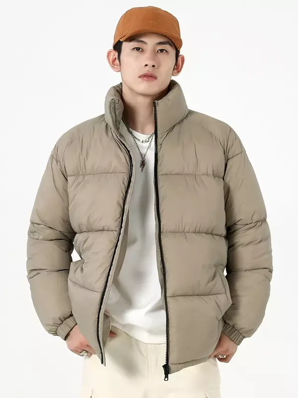 2023 Winter New Men Parkas Fashion Stand Collar Thick Warm Puffer Jacket Male Casual Windbreaker Thermal Padded Coat