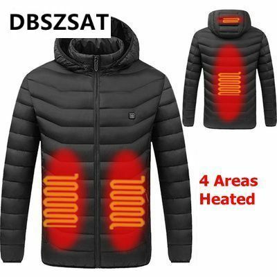 Men Heated Jackets Outdoor Coat USB Electric Battery Long Sleeves Heating Hooded Jackets Warm 2022 New Winter Thermal Clothing