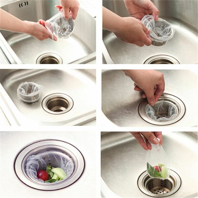 30/100 Pcs Sink Strainer Filter Net Bag Hair Isolation Clogging Prevent Kitchen Drain Residue Collector Disposable Garbage Bag