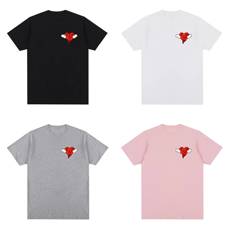 카니예 웨스트 하트 힙합 티셔츠, 빈티지 코튼 티셔츠, 남녀공용 티셔츠, Y2K, 2024 패션, 신제품
