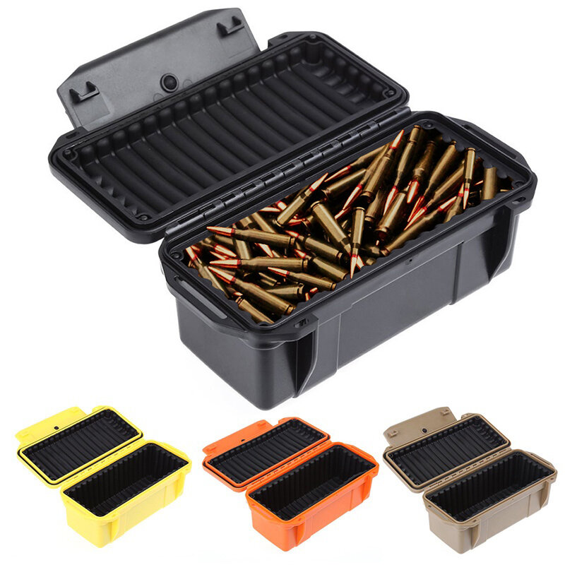 ABS Ammo Box Tactical Military Bullet Storage Safe Pouch Ammo Can Outdoor Lightweight Ammo Accessory Crate Waterproof Shockproof