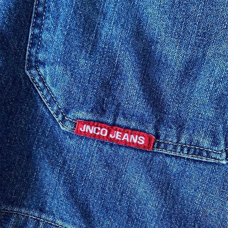 JNCO-pantalones cortos vaqueros para hombre y mujer, Shorts de estilo Hip Hop, Y2K, holgados, con bolsillo, estilo gótico, Harajuku, baloncesto, ropa de calle