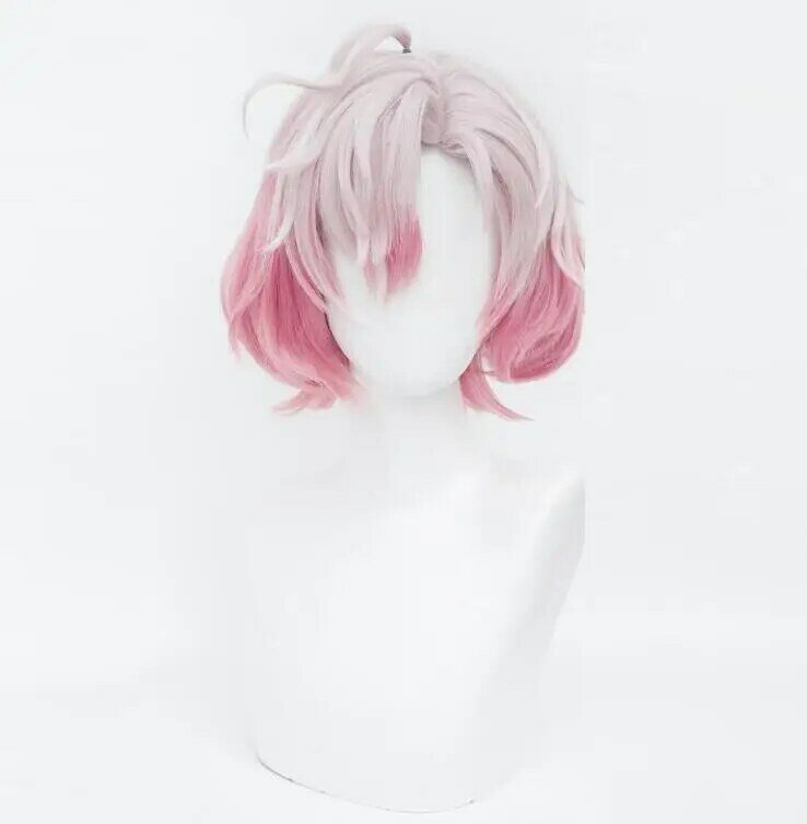 Merold-Peluca de fibra sintética para cosplay, color gris claro, Rosa degradado, naranja y rosa