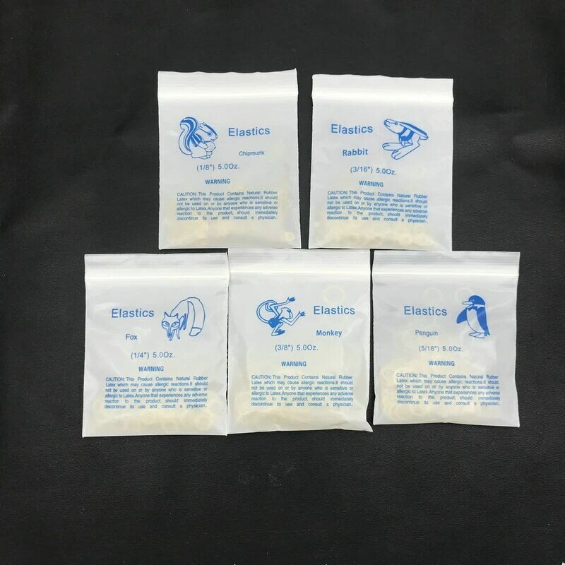 Bandas de goma para ortodoncia Dental, accesorio elástico de látex, no tóxico, 100 oz/5oz/3,5 oz, 6,5 unids/lote por bolsa