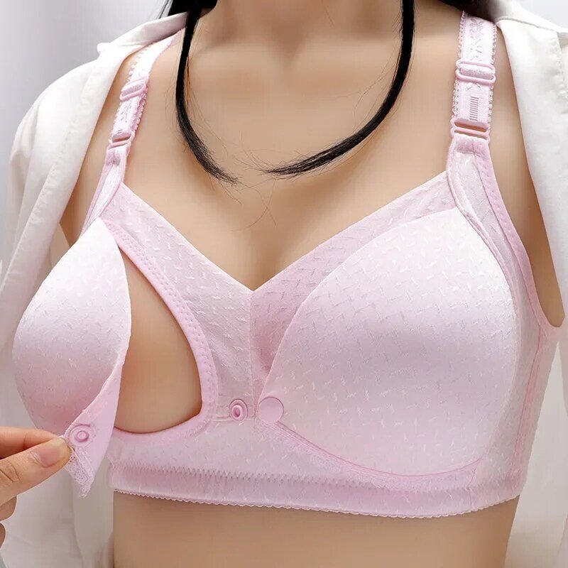 Non-underwire lactation bra Open front maternity bra A thin push-up bra for postpartum feeding during pregnancy