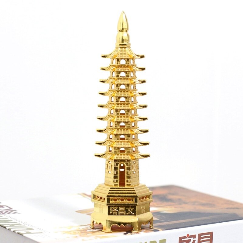 풍수 9 단계 합금 3D 모델, 중국 원창 파고다 타워 공예품, 조각상 기념품, 가정 장식 금속 수공예