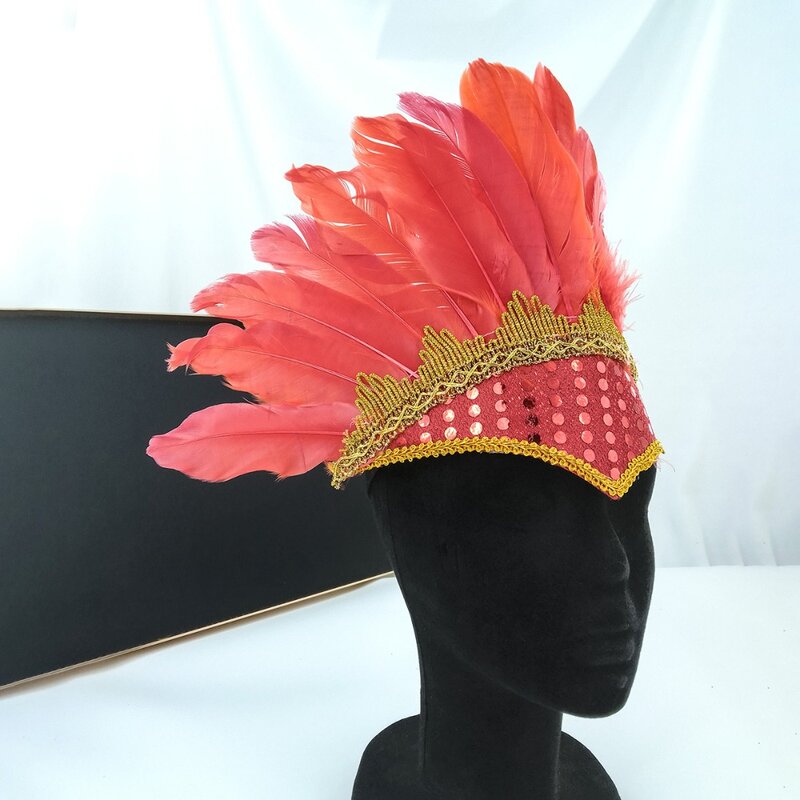 Colorful Feather Headdress New Head-mounted Feather Colored Headwear Adjustable Chief Headdress Fancy Dress Party