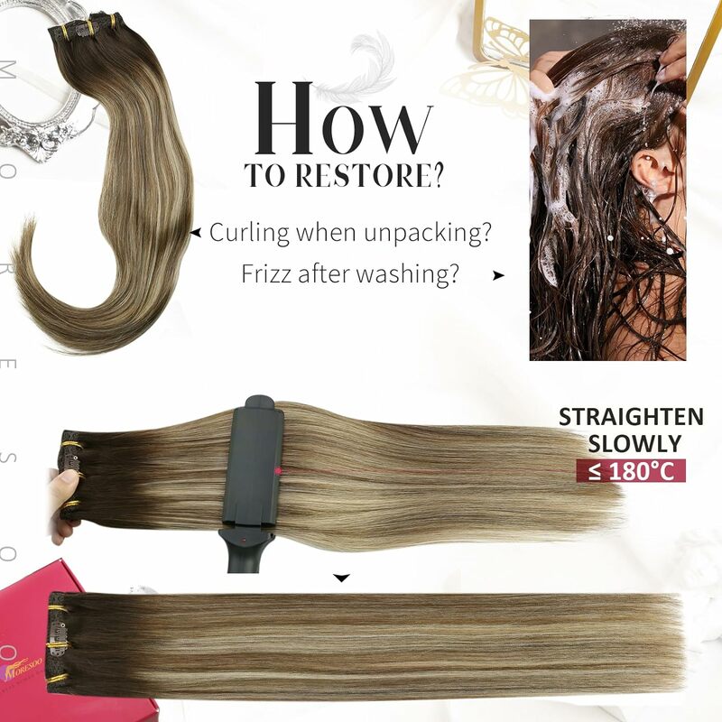 Moresoo Clip In Hair Extensions Echt Menselijk Haar Ombre Echte Haarverlenging Clip In Menselijk Haar 5 Stuks 70G Remy Clip In Extensions