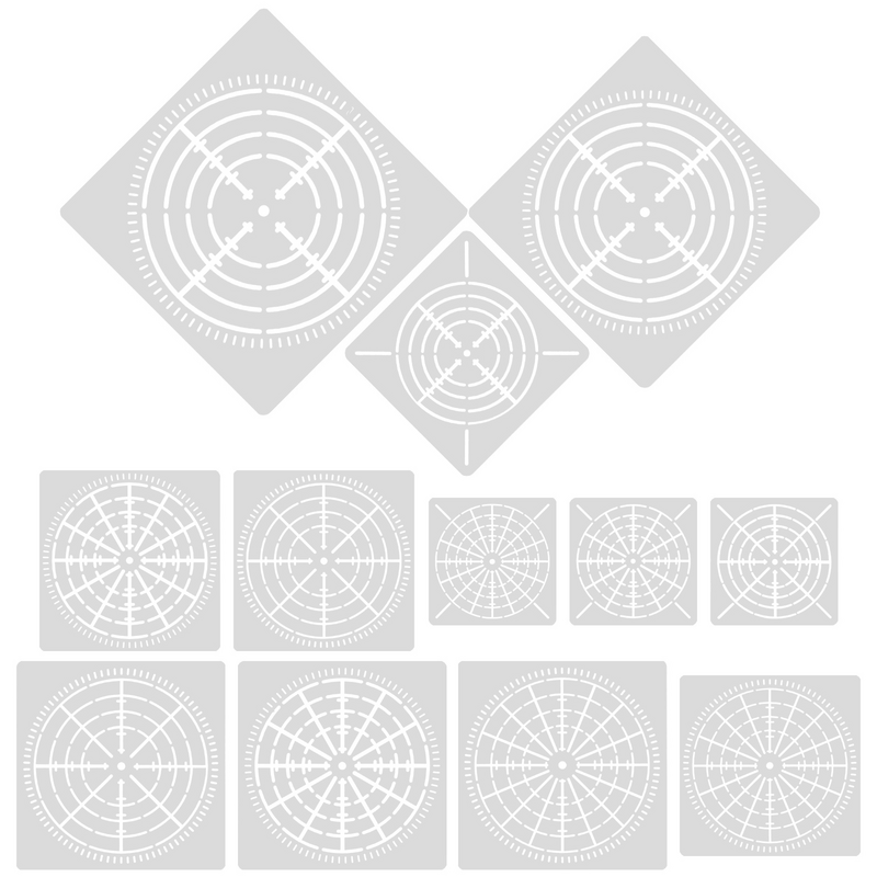 12 Blatt Werkzeug Mandala Bullseye Spinnennetz Hilfslinie DIY Malerei Chemie Mathematik Schreib vorlage Haustier Vorlagen