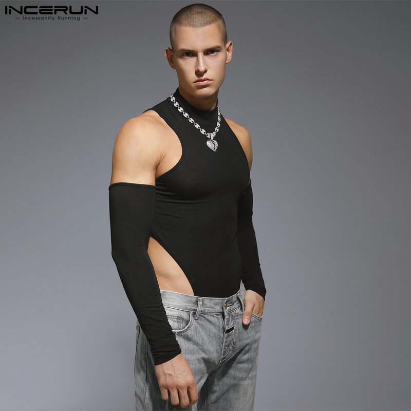 Sexy neue Herren Bodysuit Mode hohl solide Stram pler lässig Party zeigt männlich heiß verkaufen Langarm Bodys S-3XL Incerun 2023