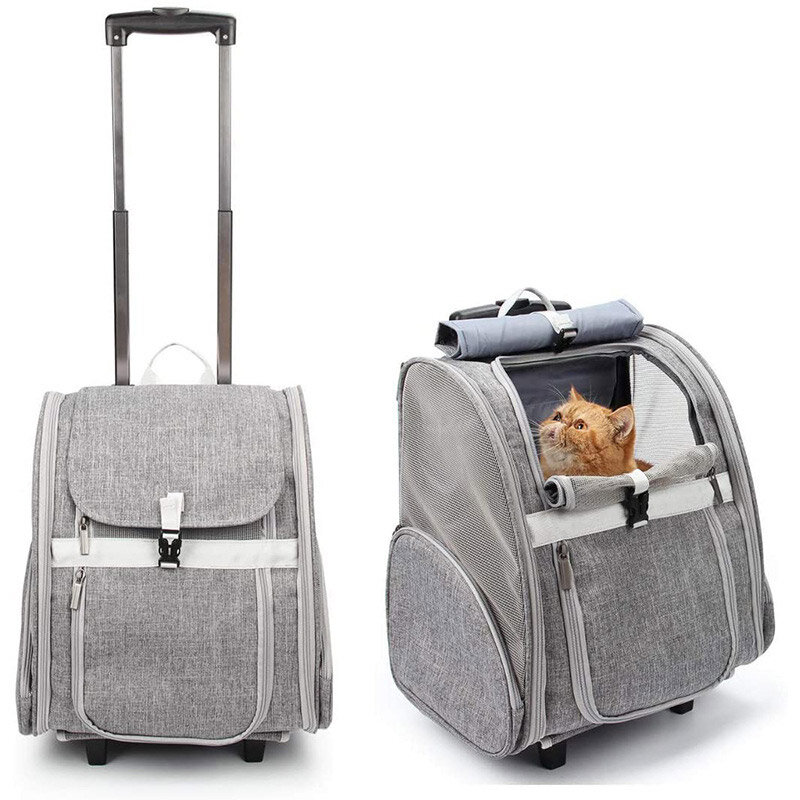 Pet Rolling Carrier Bag com Rodas, Mochila Do Cão, Gatos e Filhotes, Saco De Viagem, Carrinho, Companhia Aérea Aprovada
