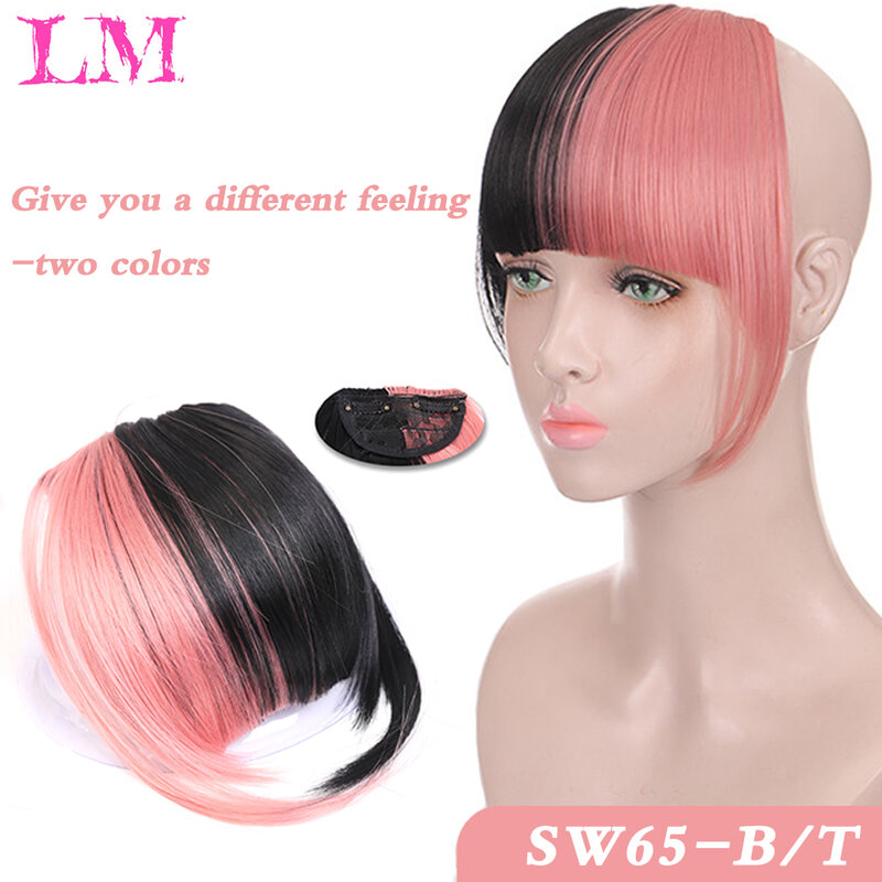 LM-Frange émoussée synthétique droite naturelle pour femme, fibre haute température, frange complète à clipser avec frange de cheveux, marron, 6 po