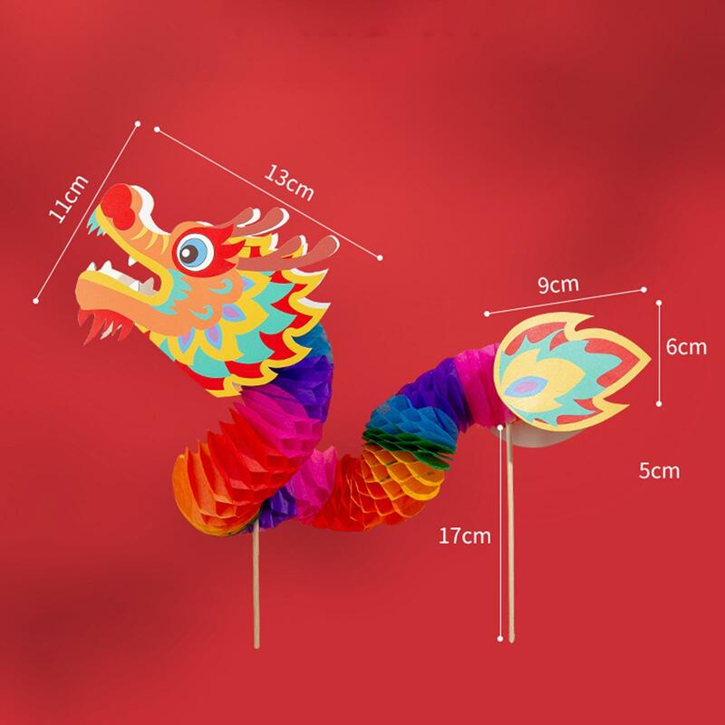 Dragão de papel chinês, pick adereços, brinquedos 3d para o festival da primavera, ao ar livre, novo, pacote de 2-4
