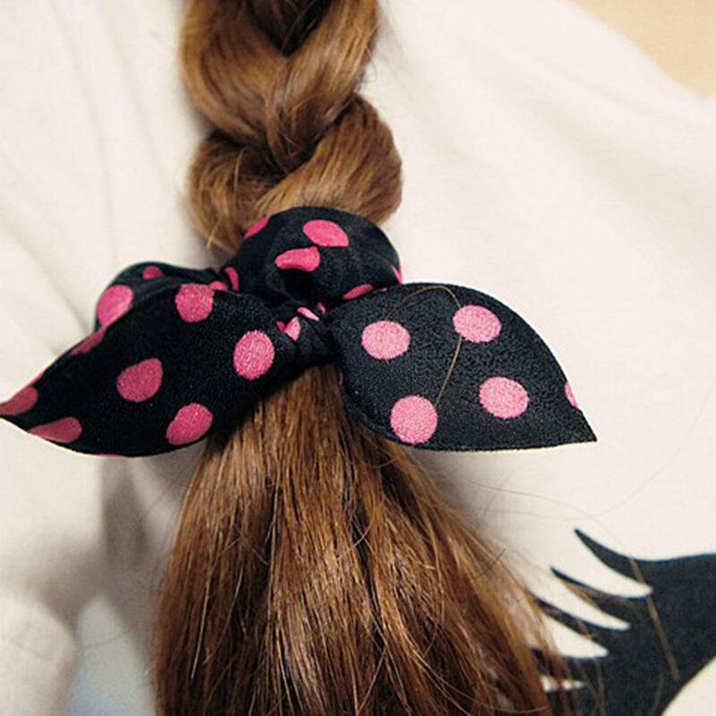 Hiasan rambut telinga kelinci lucu, aksesoris rambut anak perempuan, karet elastis acak tali rambut, hiasan rambut anak-anak Korea 1 buah