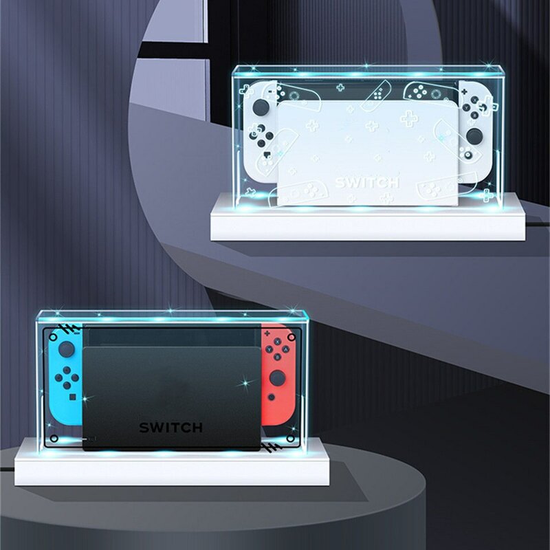YLW-Juste anti-poussière transparente pour Nintendo Switch, base RVB, housse de protection Oled, manchon de protection, coque d'affichage en acrylique, accessoires de jeu