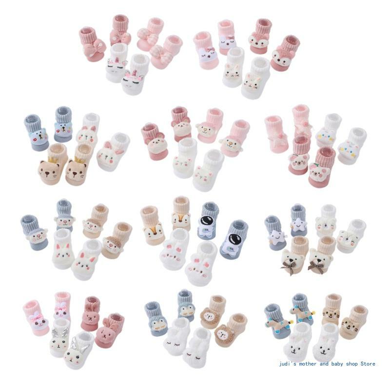 67JC – 3 paires chaussettes tricotées pour bébés, jolies poupées, essentielles pour les tout-petits, garçons