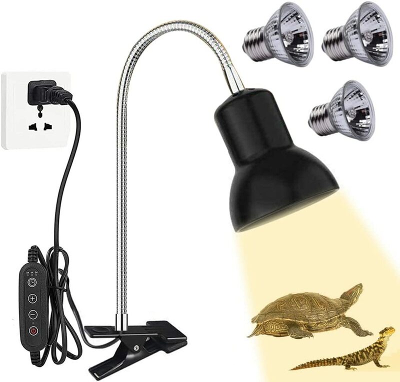 Tartaruga Réptil Lâmpada de Calor com Temporizador 25/50W UVA UVB Lâmpada para Lagarto Cobra Anfíbios Pequenos Animais
