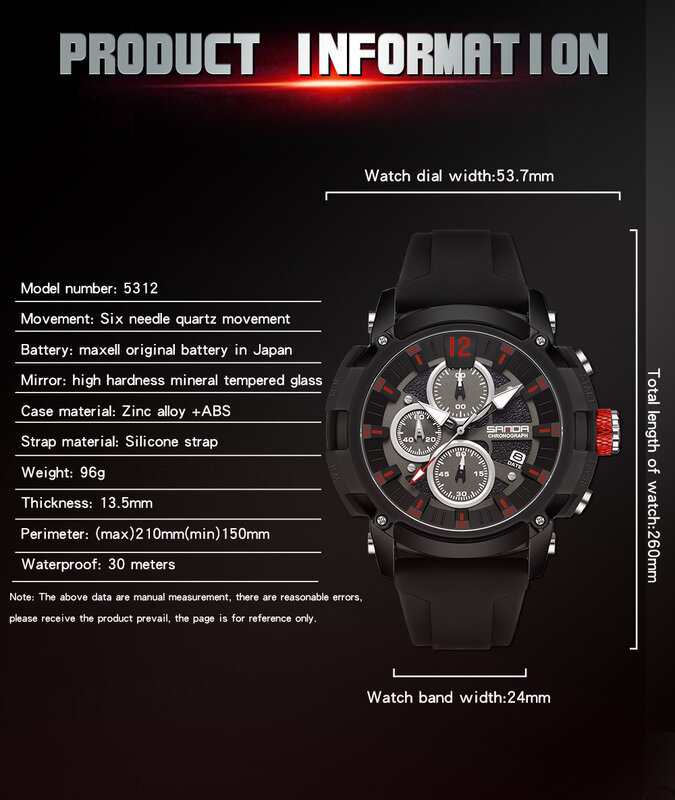 Sanda 5312 wasserdichte Herren uhr Original Marke Herren uhren Datum leuchtende Zeiger Quarz werk Sport Armbanduhr reloj hombre