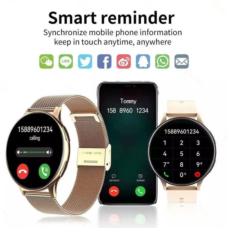 Xiaomi-Relógio Inteligente Impermeável para Homens e Mulheres, HD, Bluetooth, Chamada, Monitoramento da Frequência Cardíaca, Esportes, Fitness, Moda, Novo