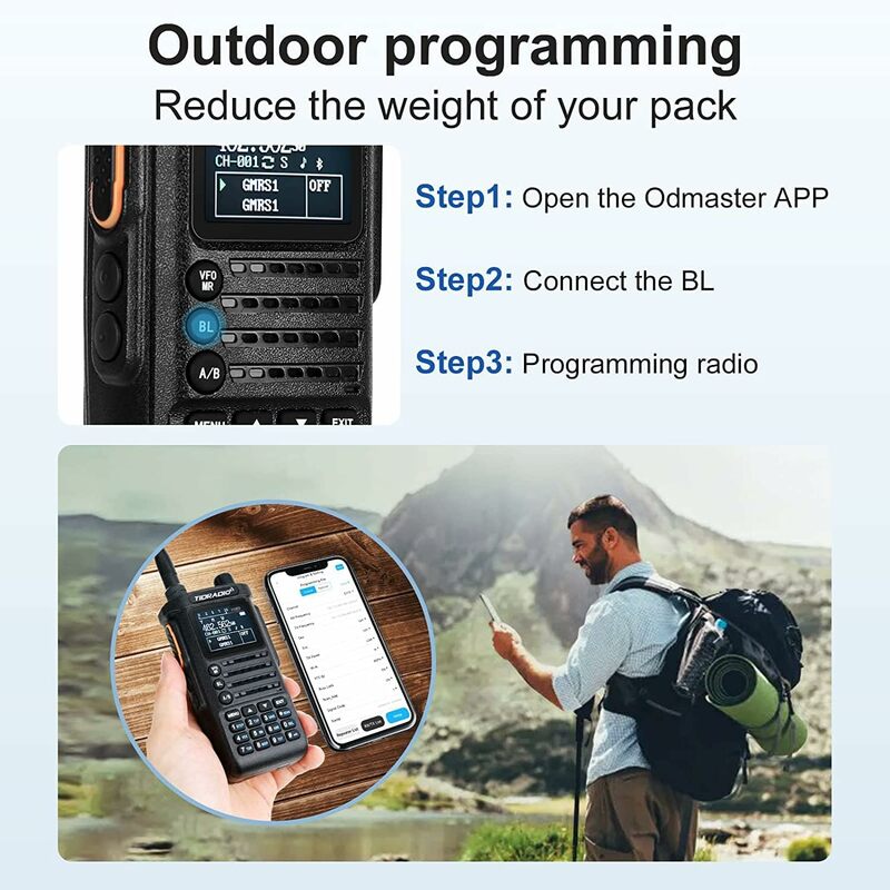 Tidradio 10w tragbare Walkie Talkie Langstrecken-Amateurfunk Bluetooth-Verbindung Handy programmier bar Zwei-Wege-Kommutator Schinken