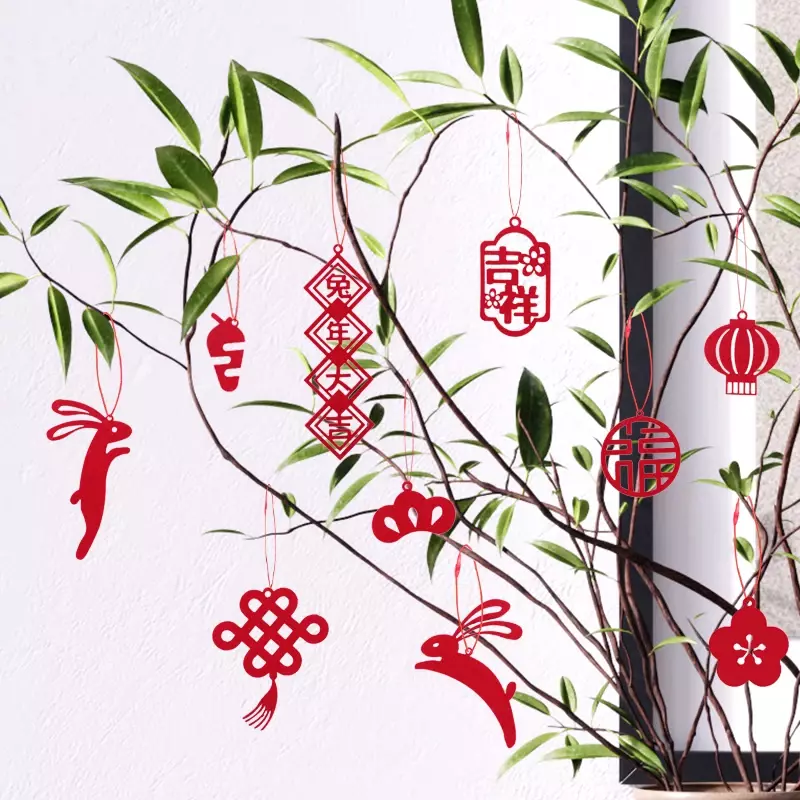 Neujahrs dekoration kleiner Anhänger niedlichen Cartoon Wohnzimmer festliche Dekoration grüne Pflanze Tierkreis hängende Ornamente