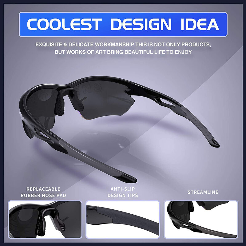 YOOLENS Polarisierte Sport Sonnenbrille für Männer Frauen Radfahren Angeln Golf Driving Shades Sonnenbrille Tr90 Y009