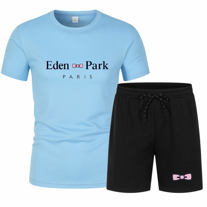 2024Fashion Men's sets Men Tracksuit Men Summer Print Suit 2 Pieces Fitness Sportswears+Beach shorts Mens Casual T-Shirts Male