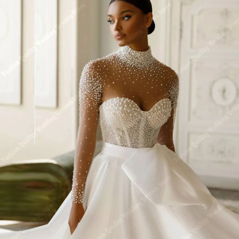 Ivory Tulle Women Wedding Dresses New Vintage A-Line Bridal Gowns Lace Appliques Sexy Robes Beading Transparent Vestidos De Novi