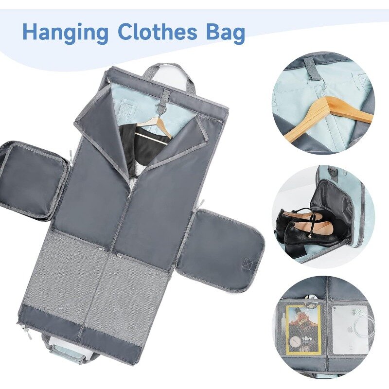 Bolsa de lona Convertible para ropa resistente al agua con compartimento para zapatos, Maleta colgante 2 en 1, bolsas para traje Weekender