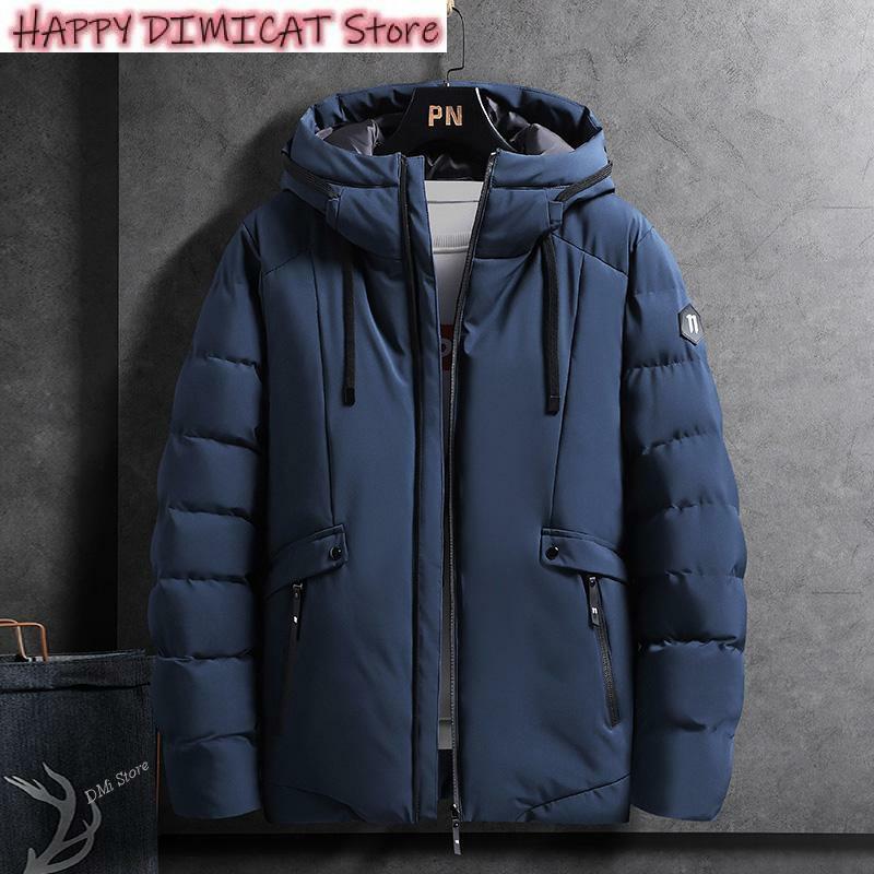 남성용 솔리드 다운 코트, M-4Xl 패션, 겨울 재킷, 후드 파카, 따뜻한 방풍 코트, 두꺼운 지퍼 재킷