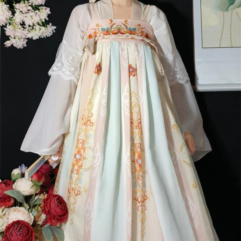 Vestido Hanfu tradicional de estilo chino para mujer, traje de princesa con estampado Floral antiguo elegante, conjuntos de hadas Retro orientales de la dinastía Tang