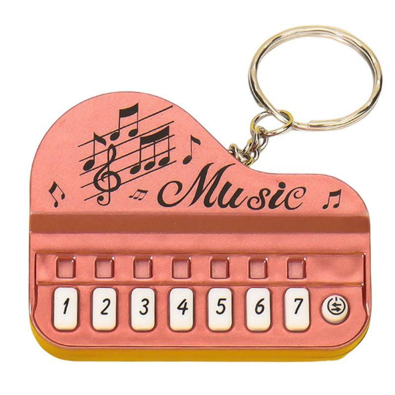 Gantungan kunci Piano mainan Mini, gantungan kunci Piano jari kerja nyata dengan lampu, gantungan kunci instrumen musik, hadiah mainan untuk anak-anak