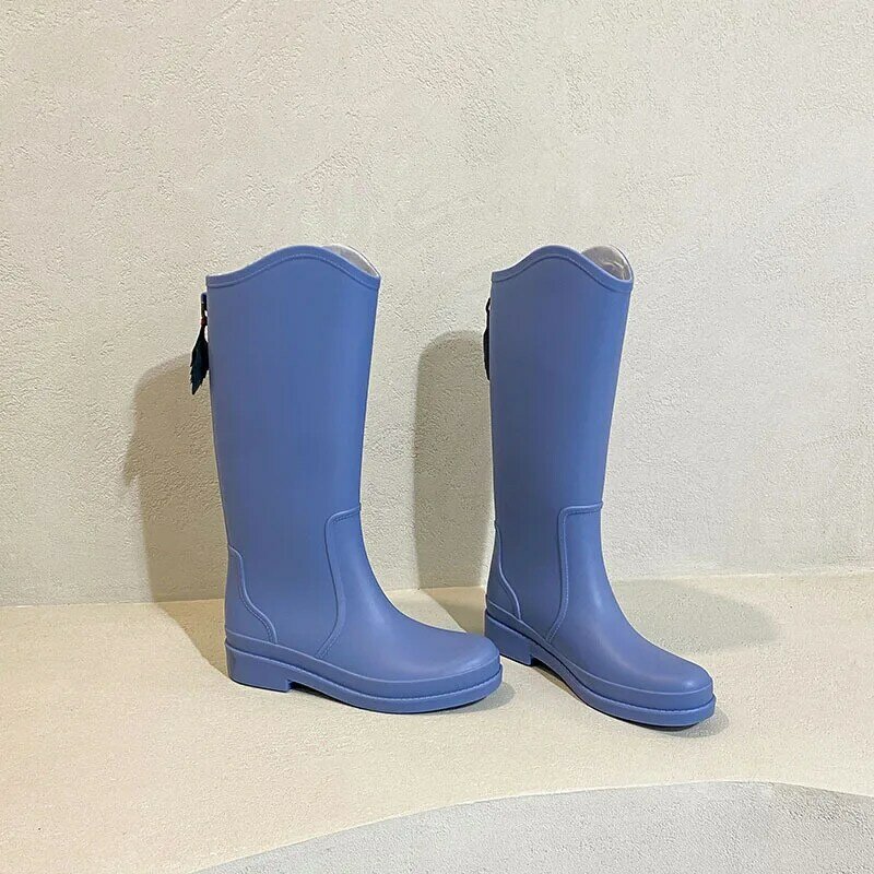 Nova moda meados de bezerro botas de chuva quente ao ar livre confortável à prova dwork água sapatos de trabalho feminino cor sólida botas de água