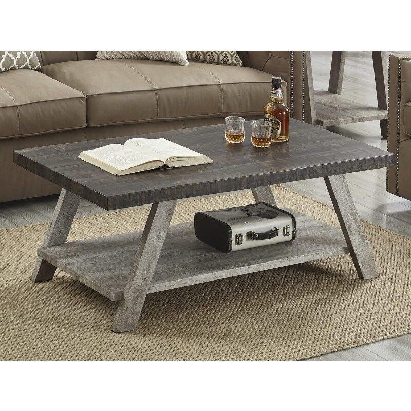 Athens Contemporary Wood Shelf Coffee Table