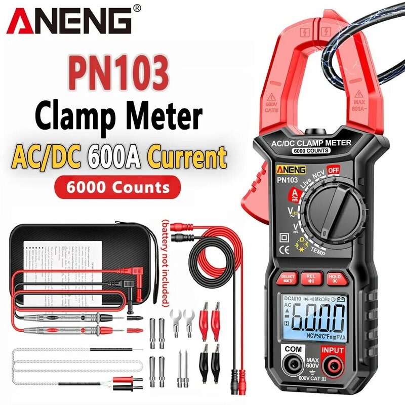 ANENG PN103 6000 telt Digitale Klemmeter Multimeter 600A AC Stroom AC/DC Voltage Tester Hz Capaciteit NCV Ohm Diode Testers