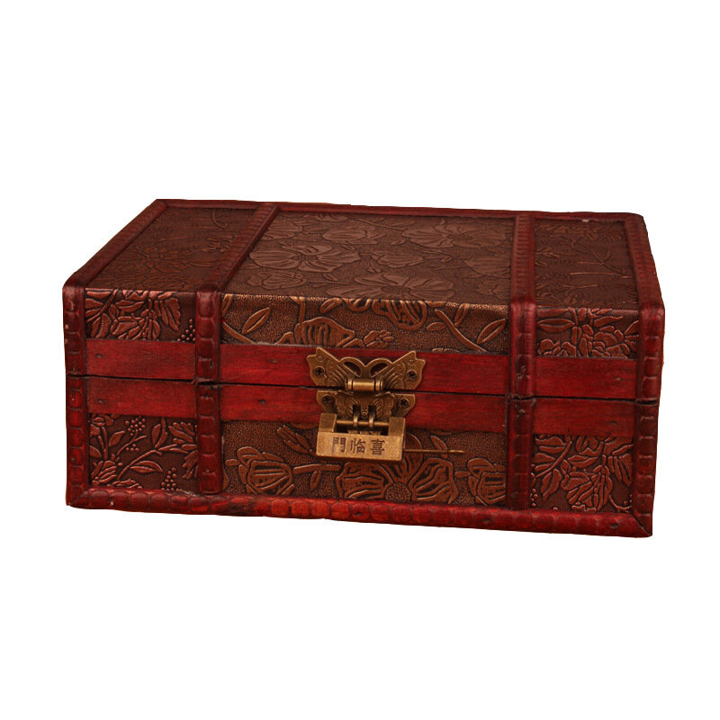 Caja de almacenamiento Retro para joyería, caja de madera con cerradura, accesorios de fotografía