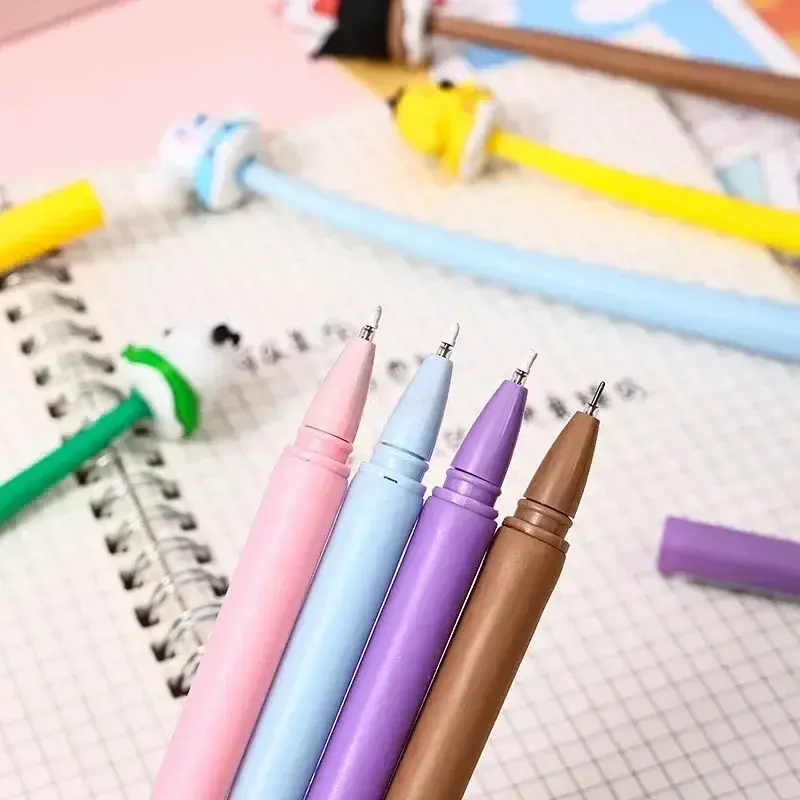 Sanrio-bolígrafos de Gel de 24/48 piezas, Hello Kitty, papelería de descompresión creativa, escritura suave, 0,5mm, negro, bonito, regalo de alto valor