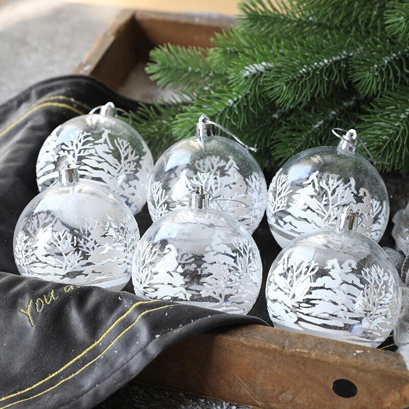6 pezzi pendenti con palline di natale da neve trasparenti per la decorazione dell'albero di natale palline trasparenti ornamenti appesi decorazione di natale