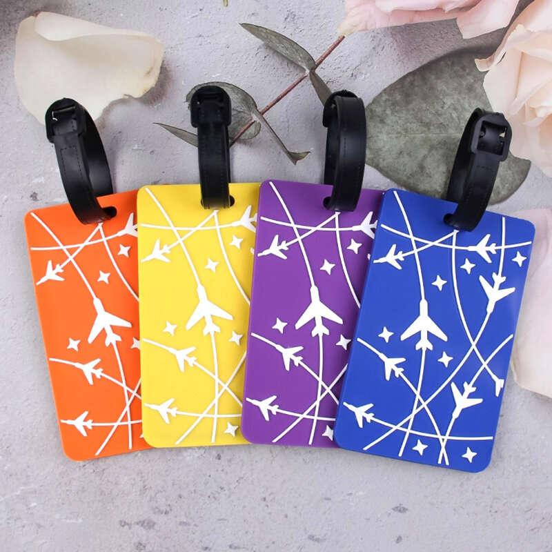 1PC PVC Soft Glue Luggage Tag Card Cover Name Labels  Boarding Pass Airplane Label Travel Suitcase ID Address Hang Tag
