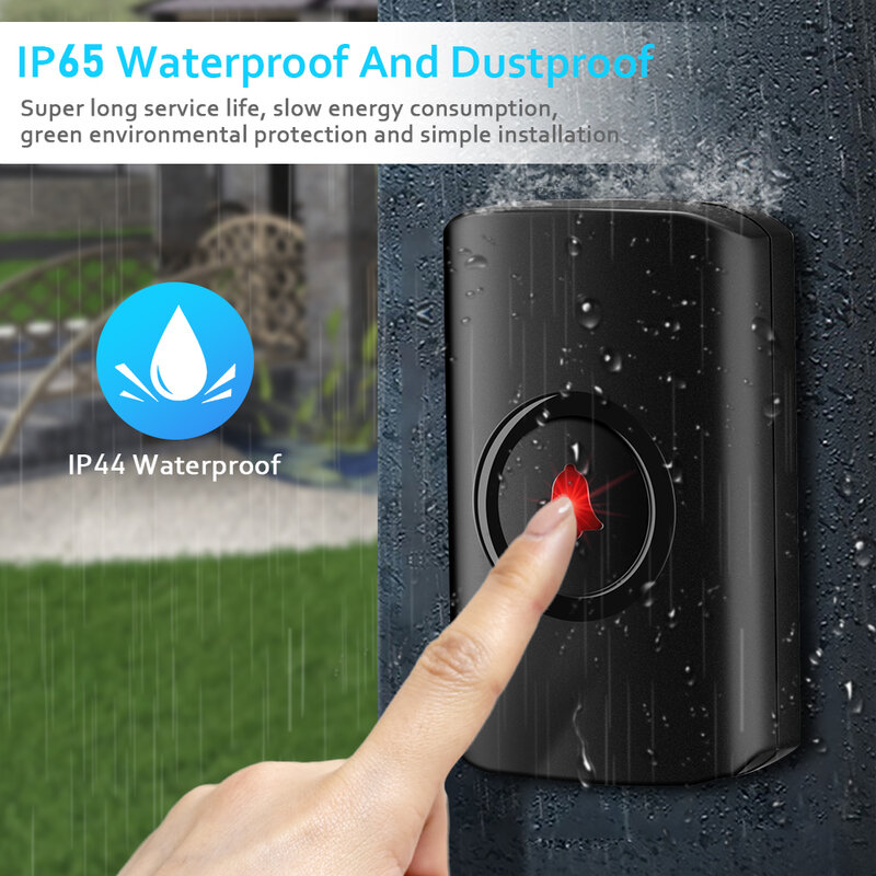 Sectyme Drahtlose Wasserdichte Türklingel 250M Remote Screen-Taste Kein Sockel Erforderlich Empfänger Smart Home Outdoor Haus Chimes