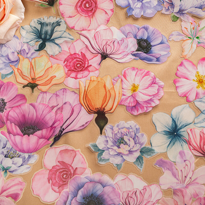 Journamm 10 teile/paket Floral Aufkleber Deco Junk Journal DIY Scrapbooking Collage Schreibwaren Klebstoff Blume Wasserdicht Aufkleber