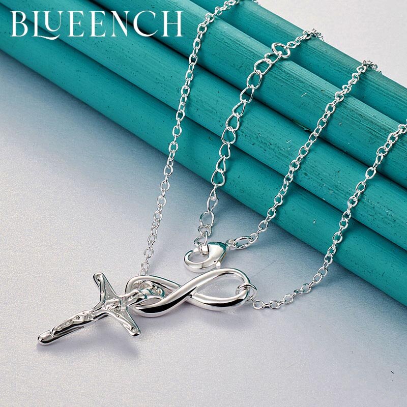 Bueench 925 prata esterlina cruz pingente colar para mulher proposta festa de casamento moda jóias