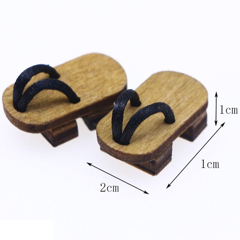 1 para lalki BJD miniaturowe drewniane kapcie 1:12 domek dla lalek Mini BJD buty dla lalek drewniane domki dla lalek Anime
