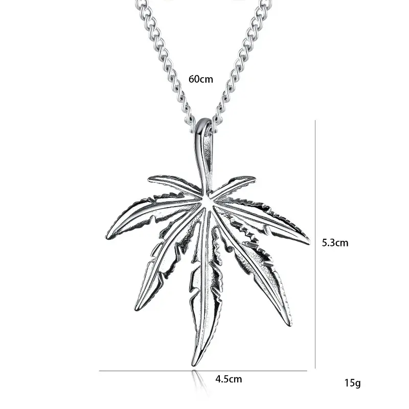 Vintage Stainless Steel Box Chain Necklace Men's Jewelry Gift Fashion Feather Maple Leaf Pendant Necklace Punk