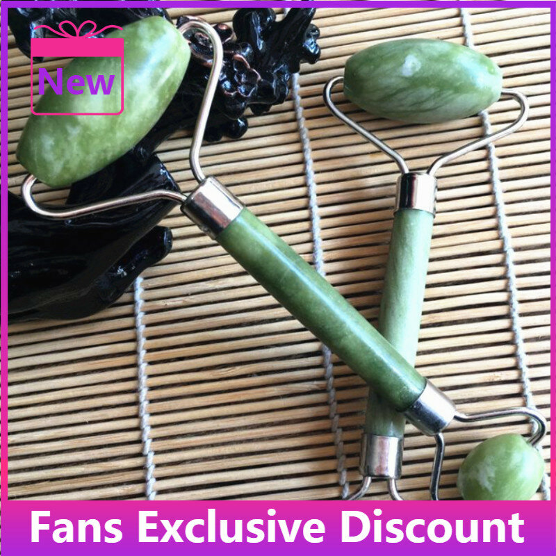 Rodillo de Jade verde para masaje elíptico, masajeador Facial para ojos, cara y cuello, adelgazamiento Facial, herramientas de belleza para el cuidado de la salud, más vendido