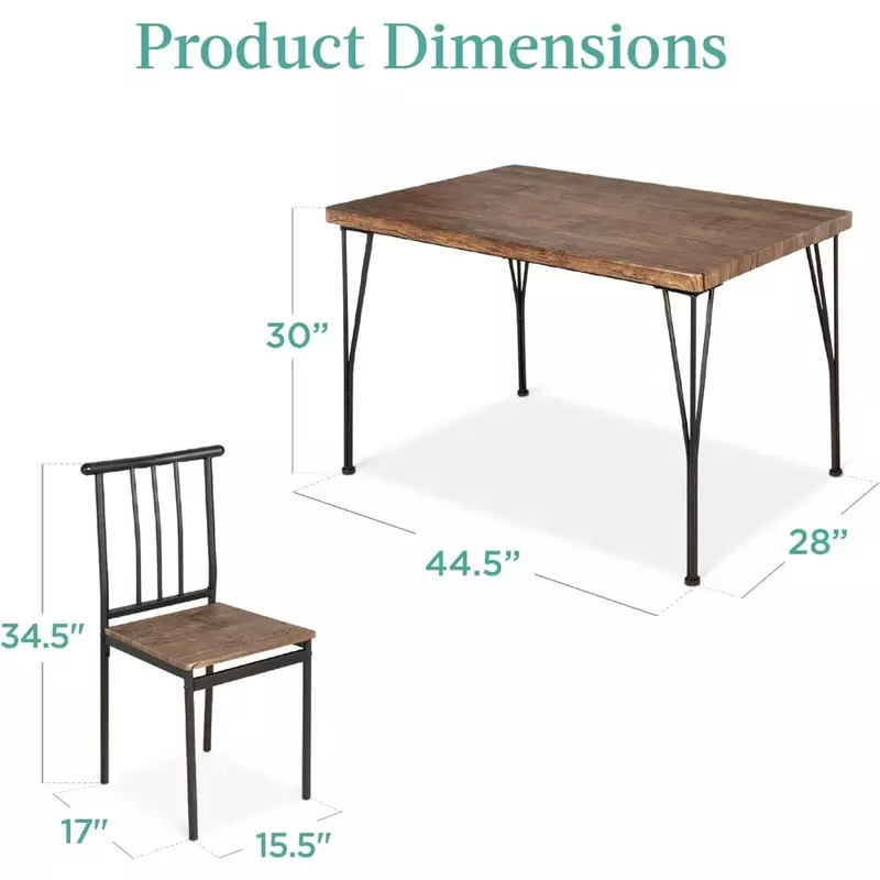 Mesa de comedor Rectangular de Metal y madera para interiores, juego de muebles modernos para cocina, comedor, comedor, desayuno, Nook, 5 piezas