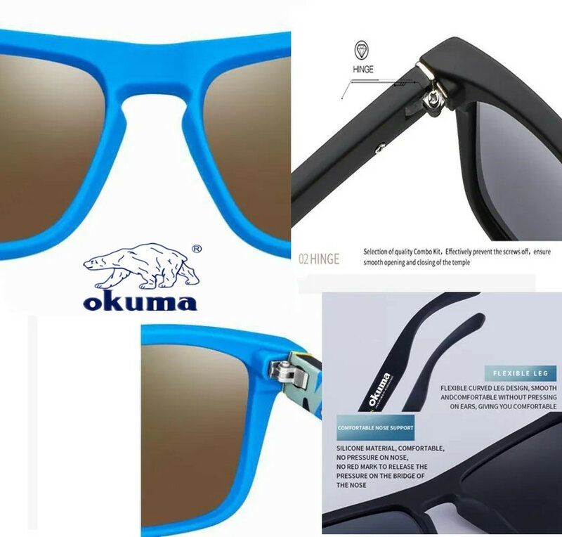 Поляризованные солнцезащитные очки Okuma UV400 для мужчин и женщин, для охоты на открытом воздухе, рыбалки, вождения велосипедов, солнцезащитные очки с дополнительной коробкой