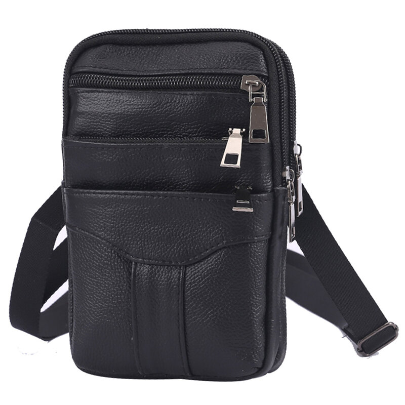 Кожаные поясные сумки для мужчин, многослойный кошелек для телефона, маленький Мужской Дорожный уличный нагрудной мешок на плечо, водонепроницаемая сумка через плечо