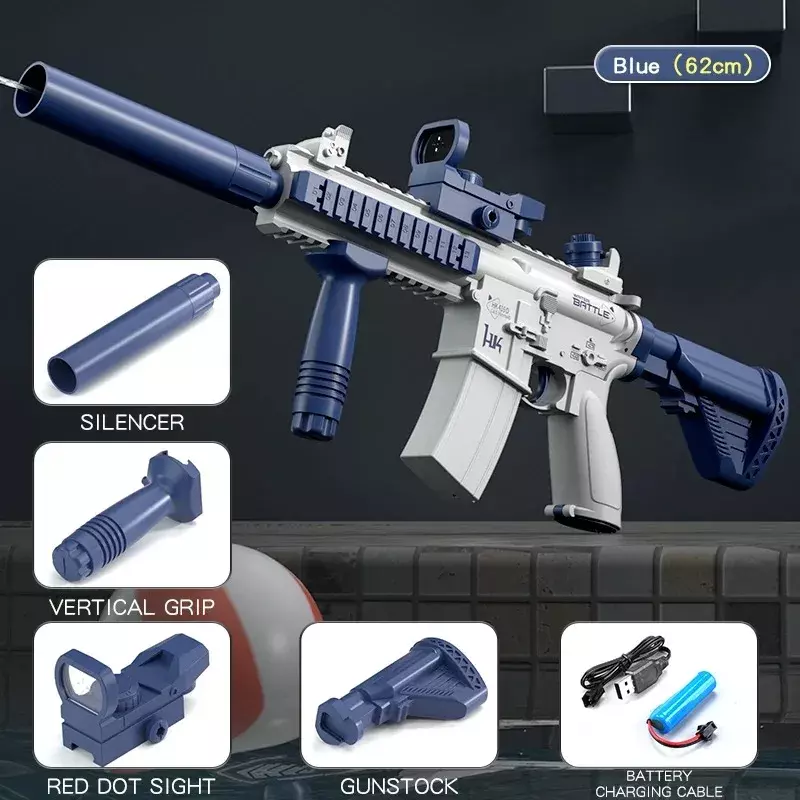 Пистолет водяной M416 Электрический автоматический, игрушка для стрельбы, для детей, мальчиков и девочек