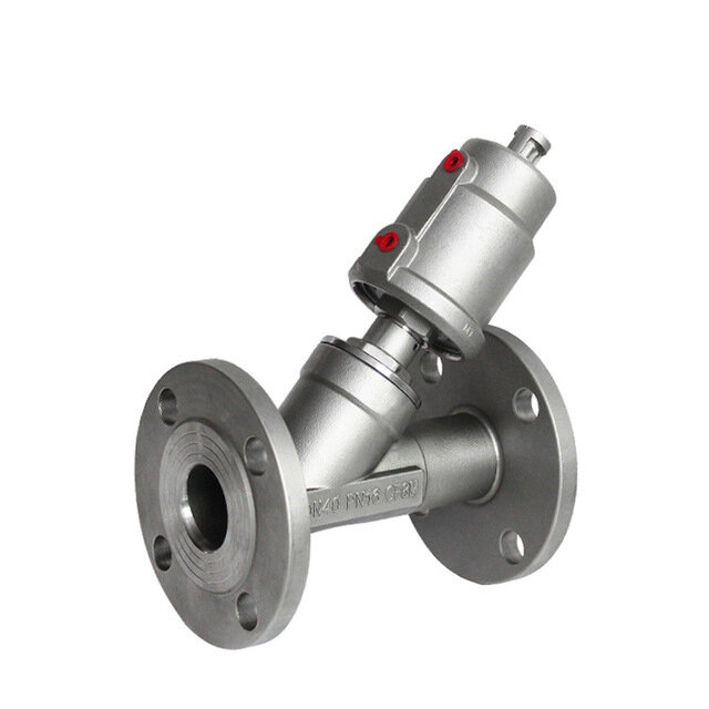 3/4" 304 Stainless Steel Pneumatic Flange Angle Seat Valve Gas Oil Steam Double/Single Acting Flange Angle Seat Valve